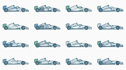 Obraz premium Elegant Line Art Collection of High Speed Formula One Racing Cars