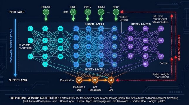 Advanced Neural Network Architecture Visualization Technology Concept.