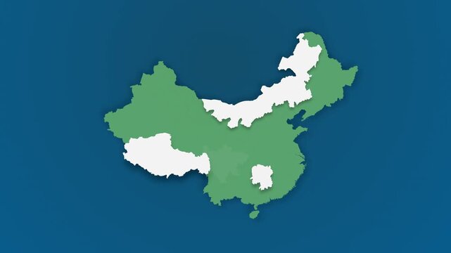 China Map Animation Highlighting Individual Provinces and Regions, Motion Graphics