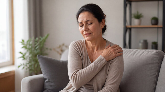 woman having shoulder pan due to excess work and age