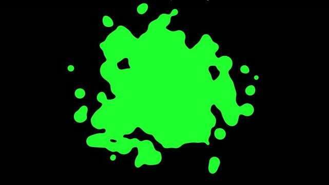 Bright green abstract blob shape isolated on a solid black background