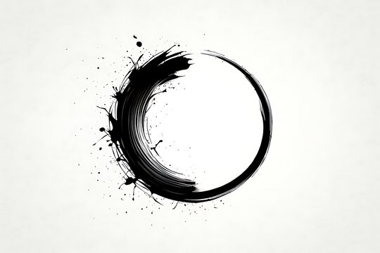 Black ink circle with splatter effect
