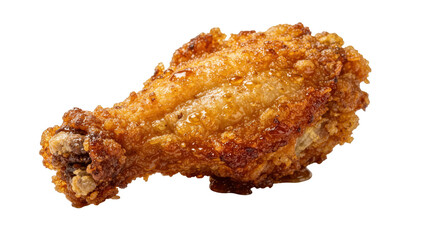 Crispy golden fried chicken wing with crunchy breading, isolated on transparent background © Giulia