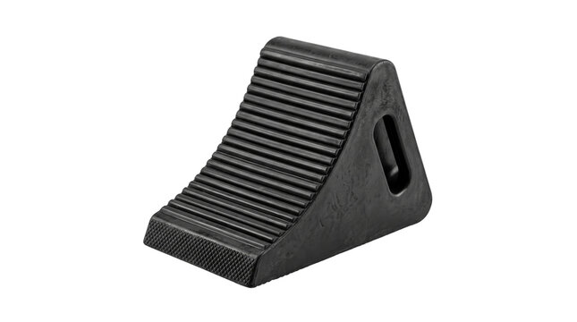Rubber wheel chock with ribbed slope isolated