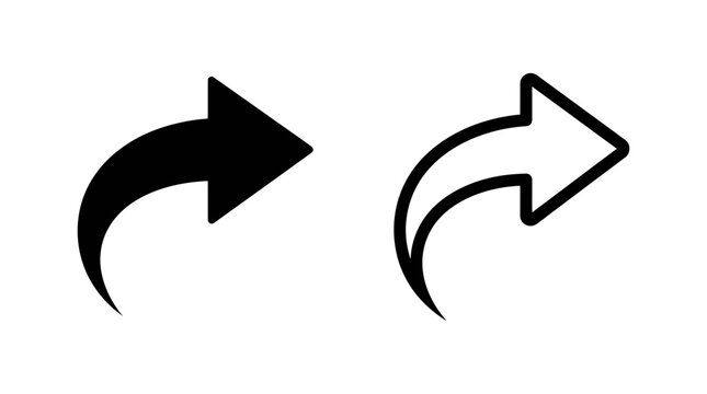 Share arrow icon in solid and outlined graphic styles with UI element