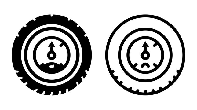 Automotive tire pressure monitoring system icon vector graphic