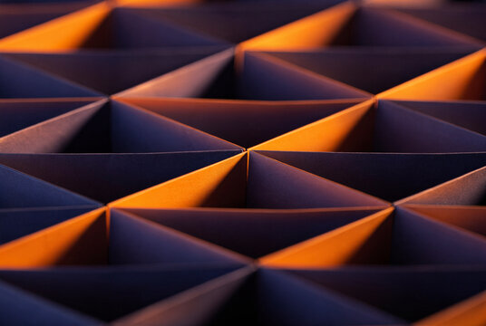 Abstract Geometric Paper Background with Warm Light and Dark Shadows