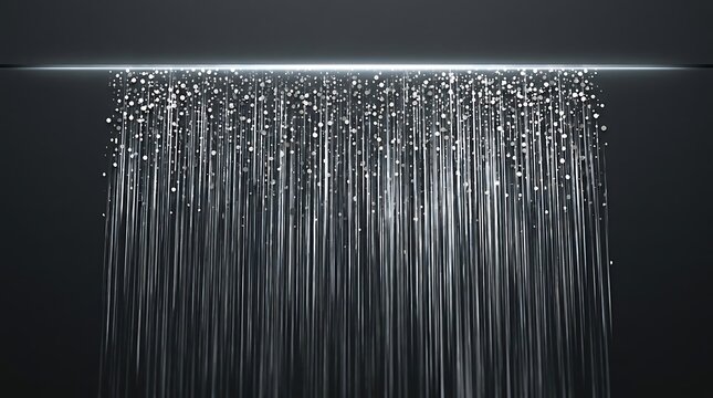 Modern shower head spraying water streams under bright studio light on dark background, freshness