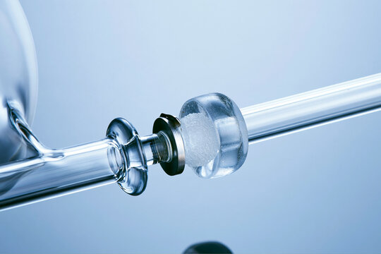 Glass burette with a ground glass stopcock, titration and measurement detail