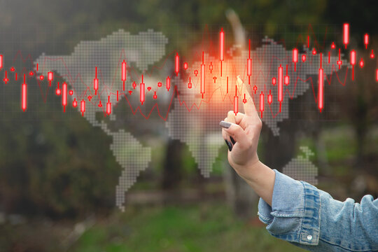 Trader with a graphs. Loss money. Crisis