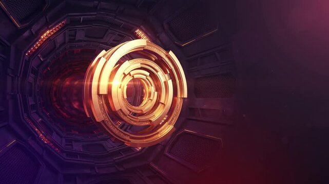 Gold rhythmic rings &mdash; Breathing aperture (16:9)