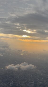 sunset with beautiful clouds over the sky
