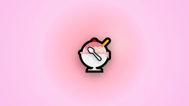 Shaved ice icons forming a seamless pattern on pink background