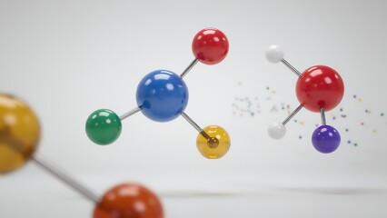 Obraz premium 3d molecular model of chemical compounds with color-coded atoms