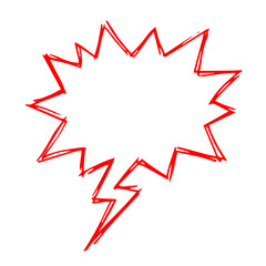 Red Comic Speech Bubble Lightning Burst Explosion Frame for Shout and Dynamic Message  © Nabil