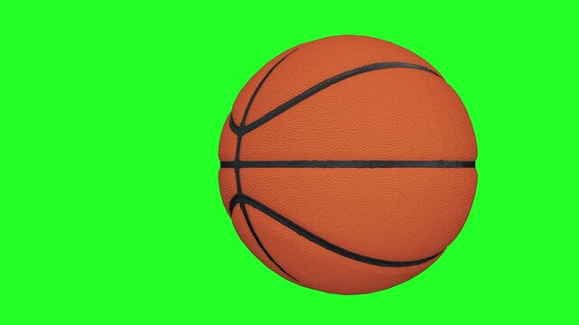 Basketball Rolling Left to Right Across Chroma Key Green Background