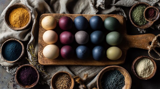 Organic Easter Eggs Colored with Natural Dyes and Herbal Ingredients