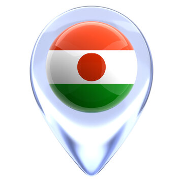 Niger 3D Country Flag Pin Glossy Map Location Markers