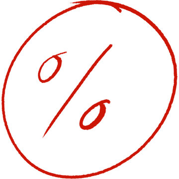 Red-inked percentage symbol within a hand-drawn circle
