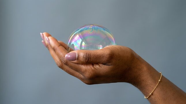 Hands performing a specific task or holding a small object stylishly illuminated