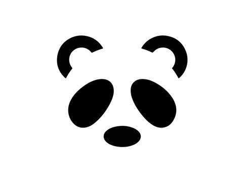 Minimalist panda face logo design with transparent background for branding and commercial use