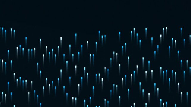 Vertical blue light streaks falling in dark abstract background