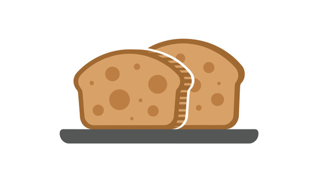 A vector illustration of two delicious brown bread slices on a dark serving plate, perfect for bakery and food themes.
