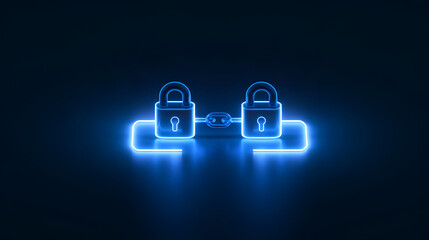 Obraz premium Glowing VPN Connection Icon Linking Two Secure Network Nodes