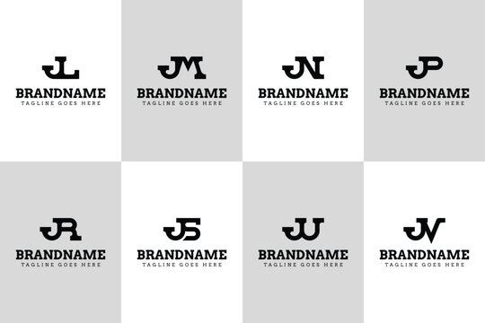 Letters JL JM JN JP JR JS JU JV Logo Set Monogram