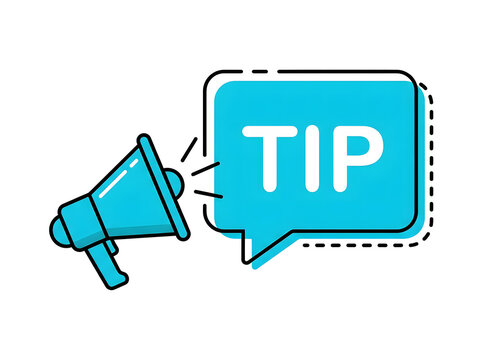 Megaphone with speech bubble and tip text isolated on transparent background