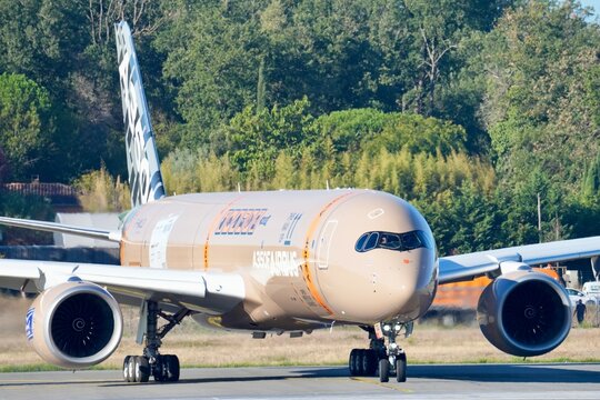A350F airbus align&eacute; avant d&eacute;part