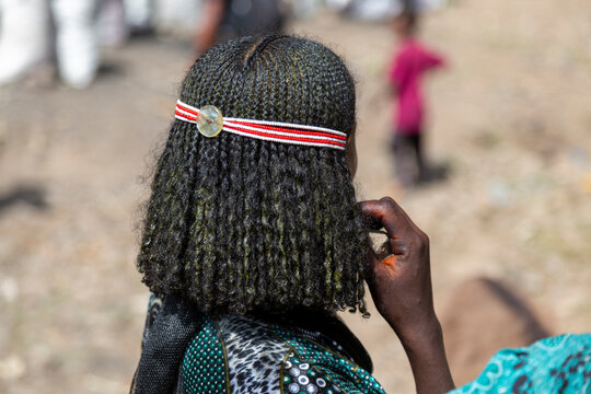 Oromo girl with beaded headband, Sambate, Ethiopia