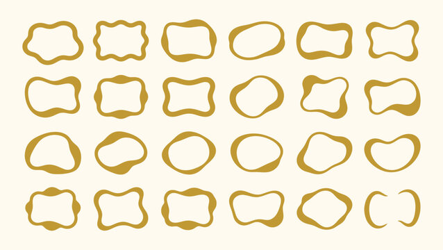 Collection of various golden elegant frame shapes for luxury design. Vector illustration