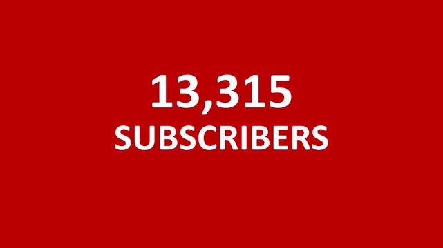 Red social media subscribers counter animation for channel growth