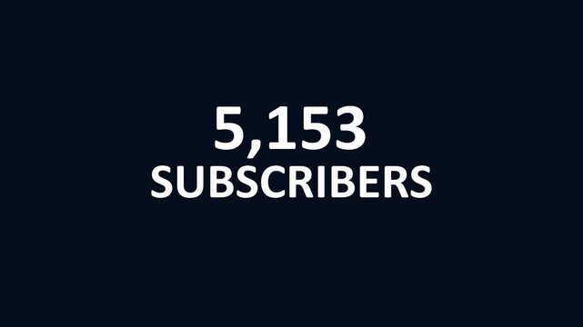 Black social media subscribers counter animation for youtube growth