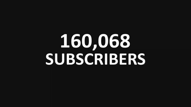 Black social media subscribers counter animation for channel growth