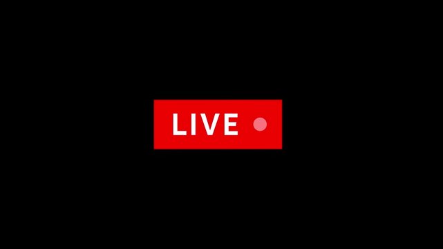 Red Blinking Live On Air Motion Graphics Animation Icon Badge on Black Background