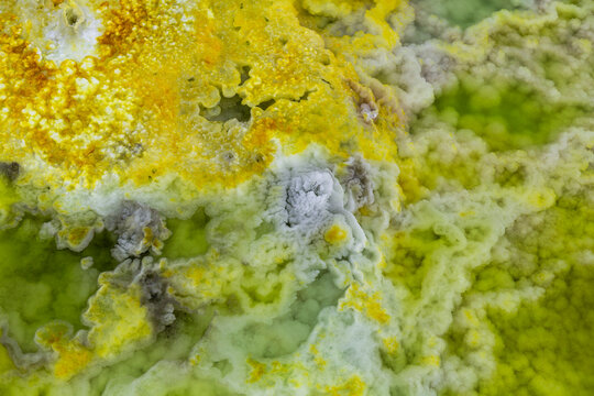 Sulfur crystal texture, Dallol, Ethiopia