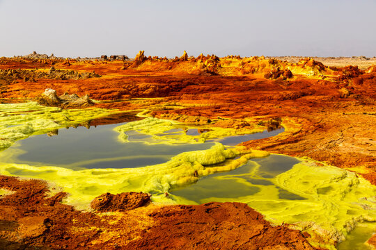 Field of small sulfur mounds, Dallol, Ethiopia
