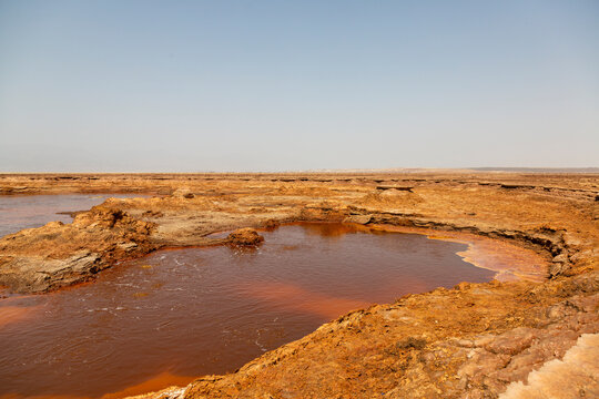 Rust colored acidic pool, Dallol, Ethiopia