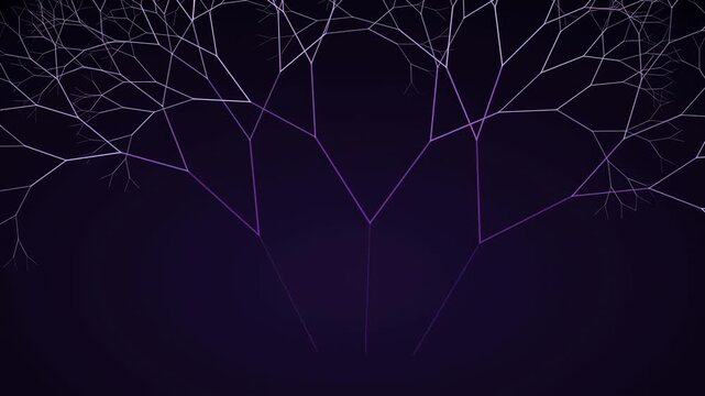 Abstract fractal branching animation deep violet purple orchid lilac seamless loop background for tech luxury branding