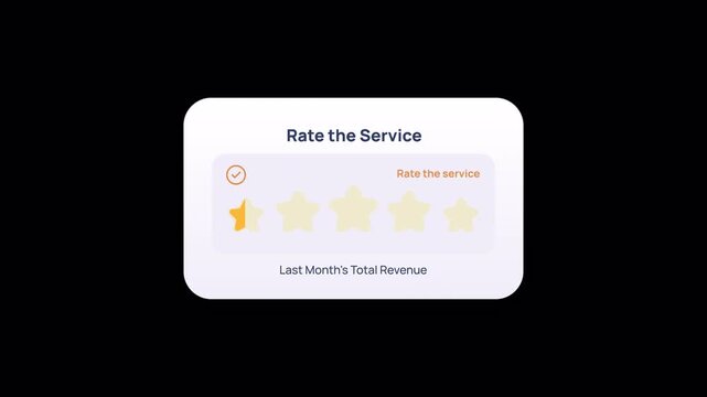 Half star rating card with slide up outro animation on black background. Suitable for low rating reveals, feedback transitions, and review scene openers.