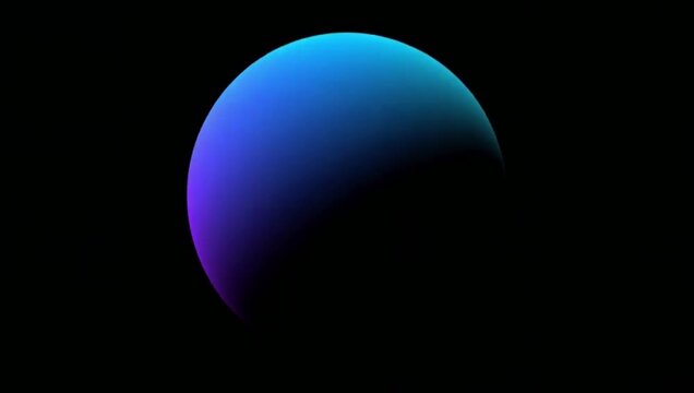 Abstract glowing sphere with vibrant blue and purple gradient against a dark background.