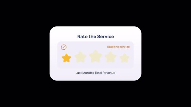 One star service rating card with single orange star on black background. Ideal for customer reviews, feedback widgets, and satisfaction surveys.