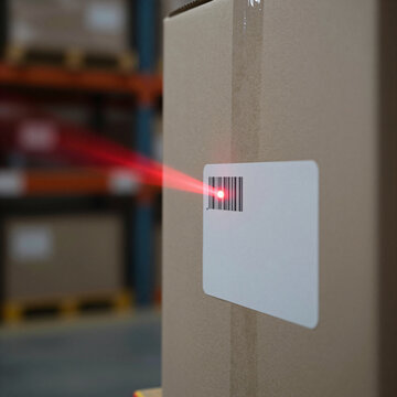 barcode scanning on shipping label in warehouse