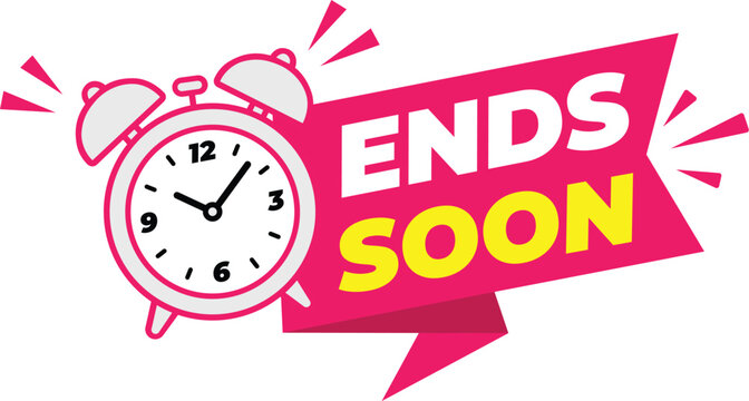 Alarm clock with red banner stating 'Ends Soon' during a sale event with bright lighting