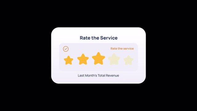 Three star service rating card displayed on black background. Ideal for medium reviews, testimonial graphics, and quality score overlays.