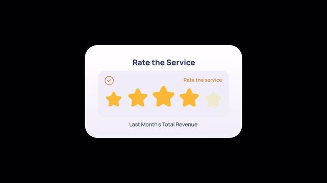 Four star service rating card holding on black background. Perfect for positive reviews, top rated badges, and customer satisfaction visuals.