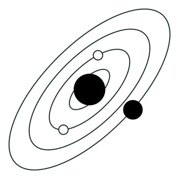 Solar system orbit galaxy planets astronomy line art icon
