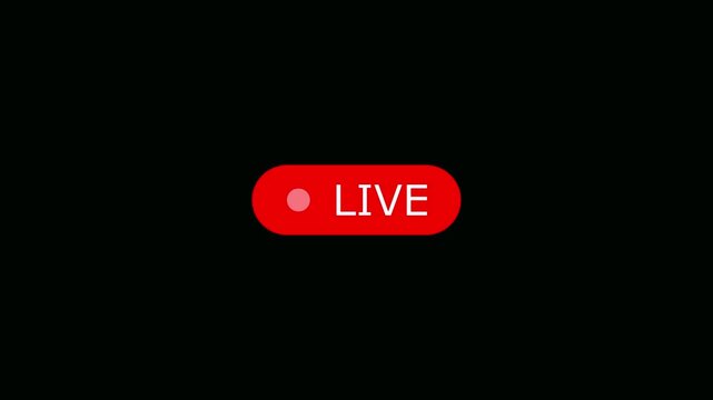 Red live broadcast button with white text and a small red dot on black
